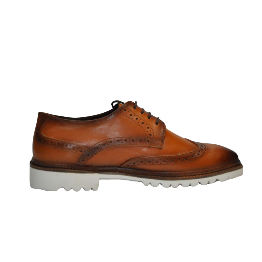 Cognac Lace Up with White Sole