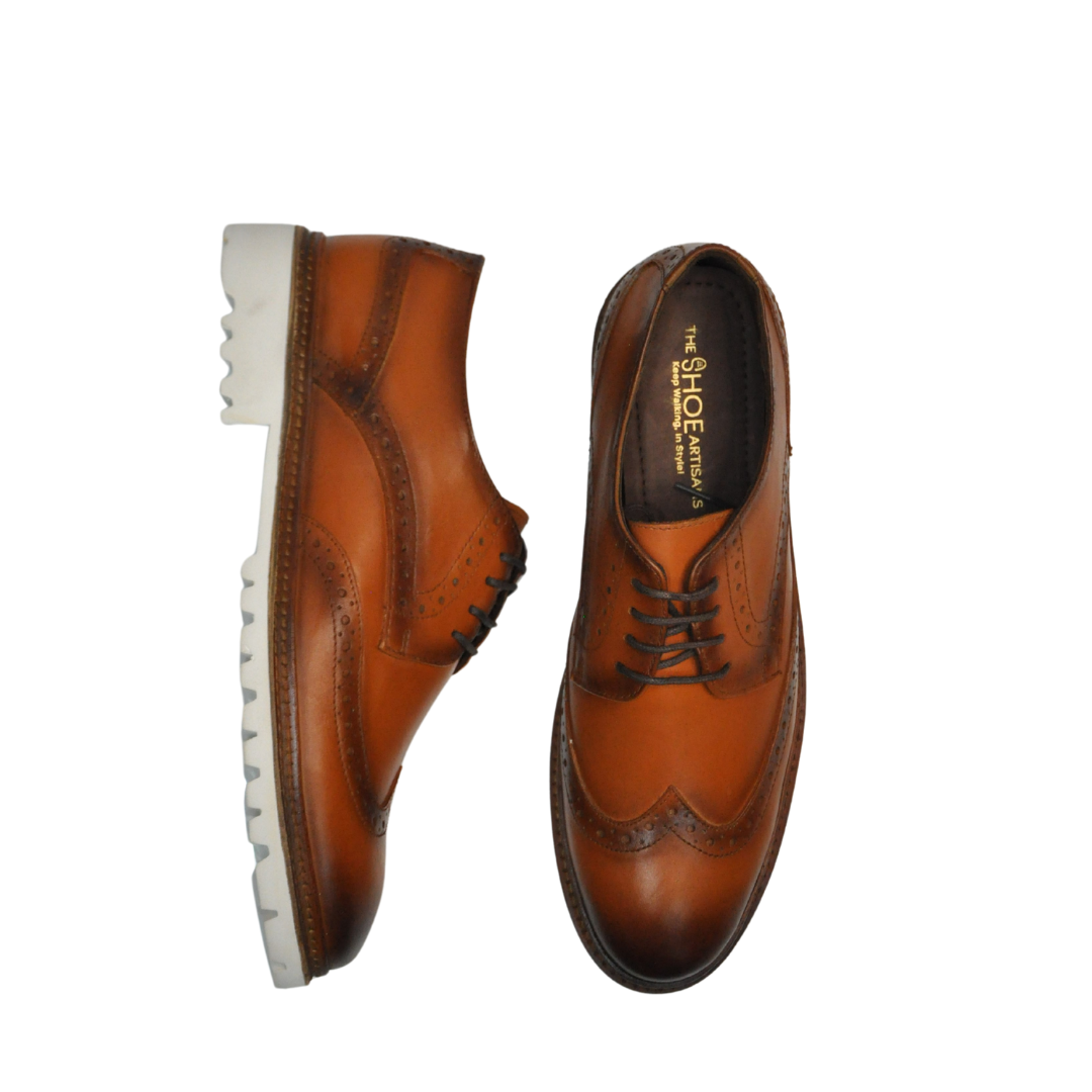 Cognac Lace Up with White Sole