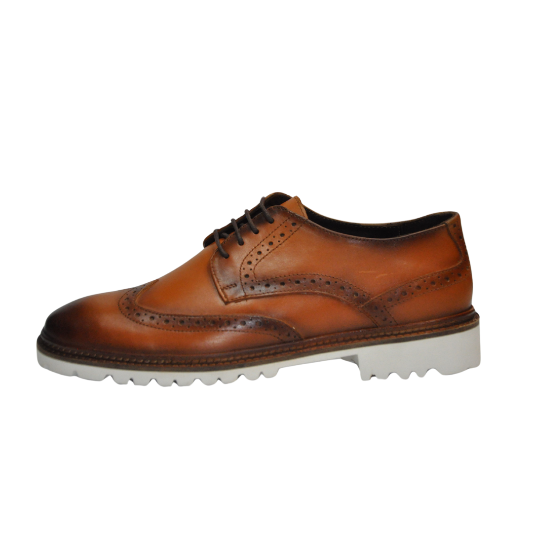 Cognac Lace Up with White Sole