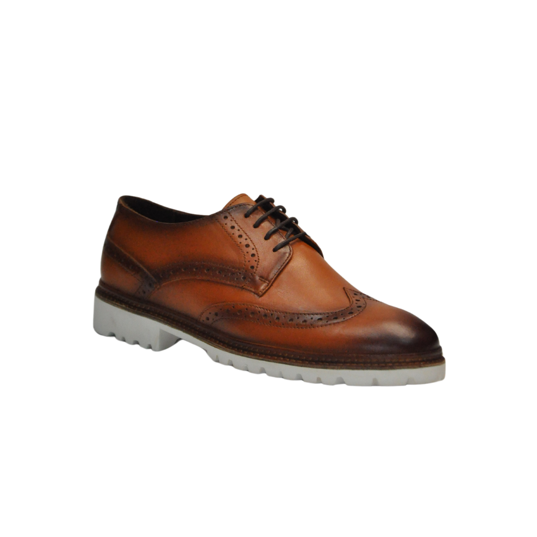 Cognac Lace Up with White Sole
