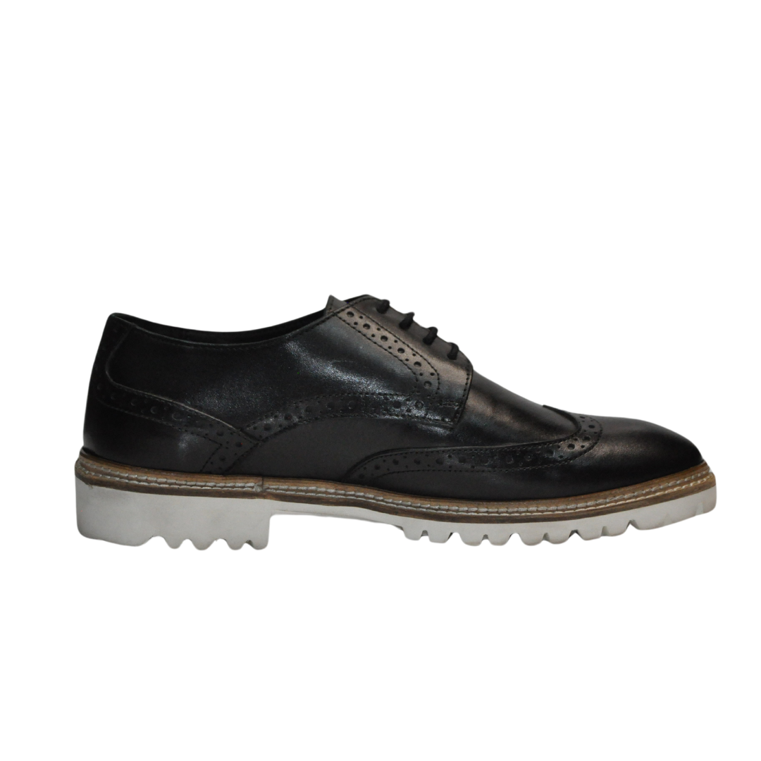 Black Brogue with White Outsole