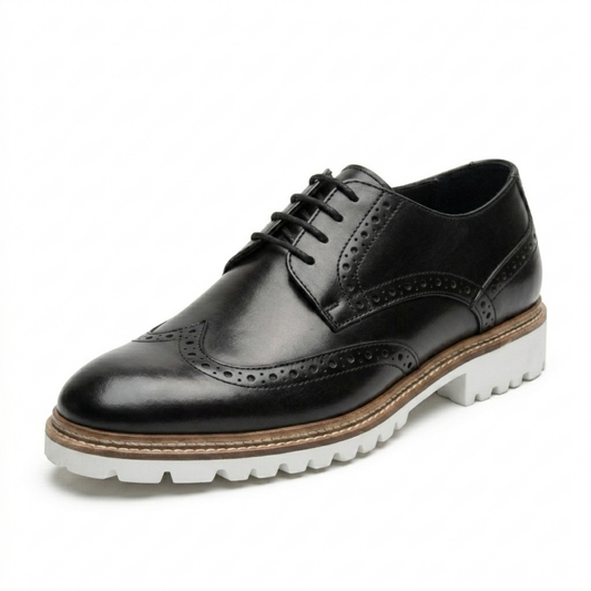 Black Brogue with White Outsole