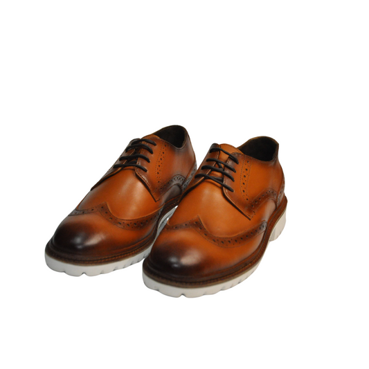 Cognac Lace Up with White Sole