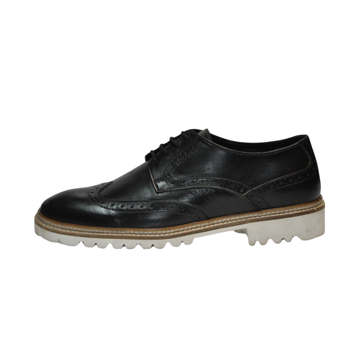 Black Brogue with White Outsole