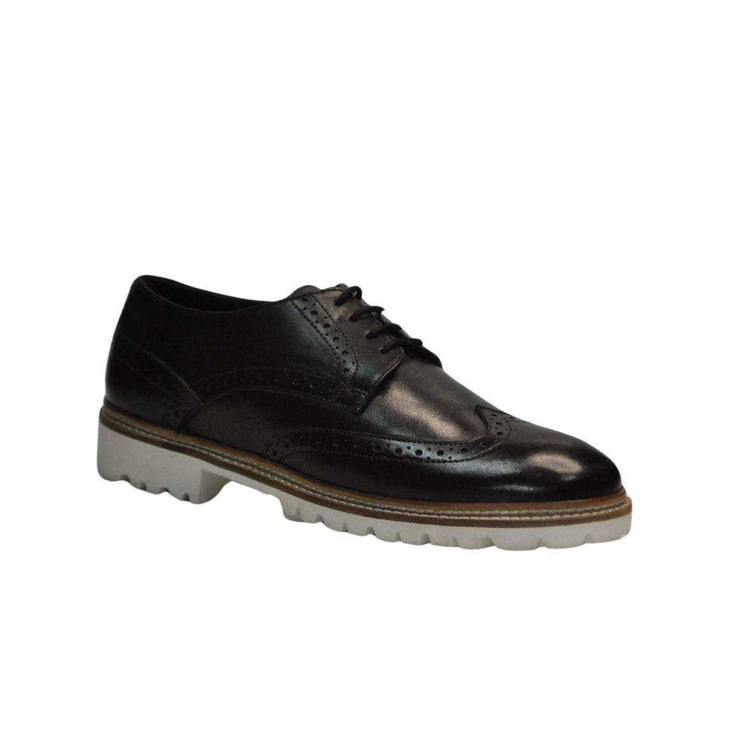 Black Brogue with White Outsole