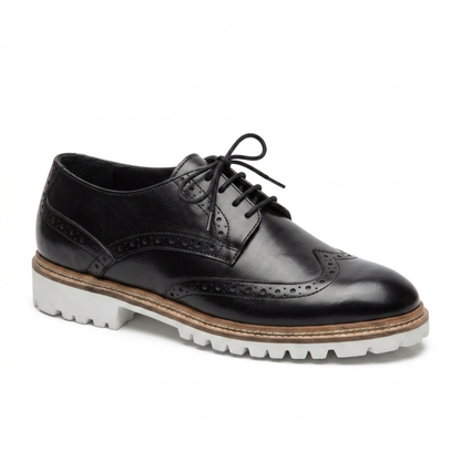 Black Brogue with White Outsole