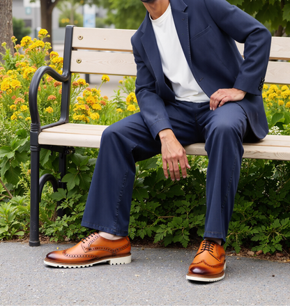 Cognac Lace Up with White Sole