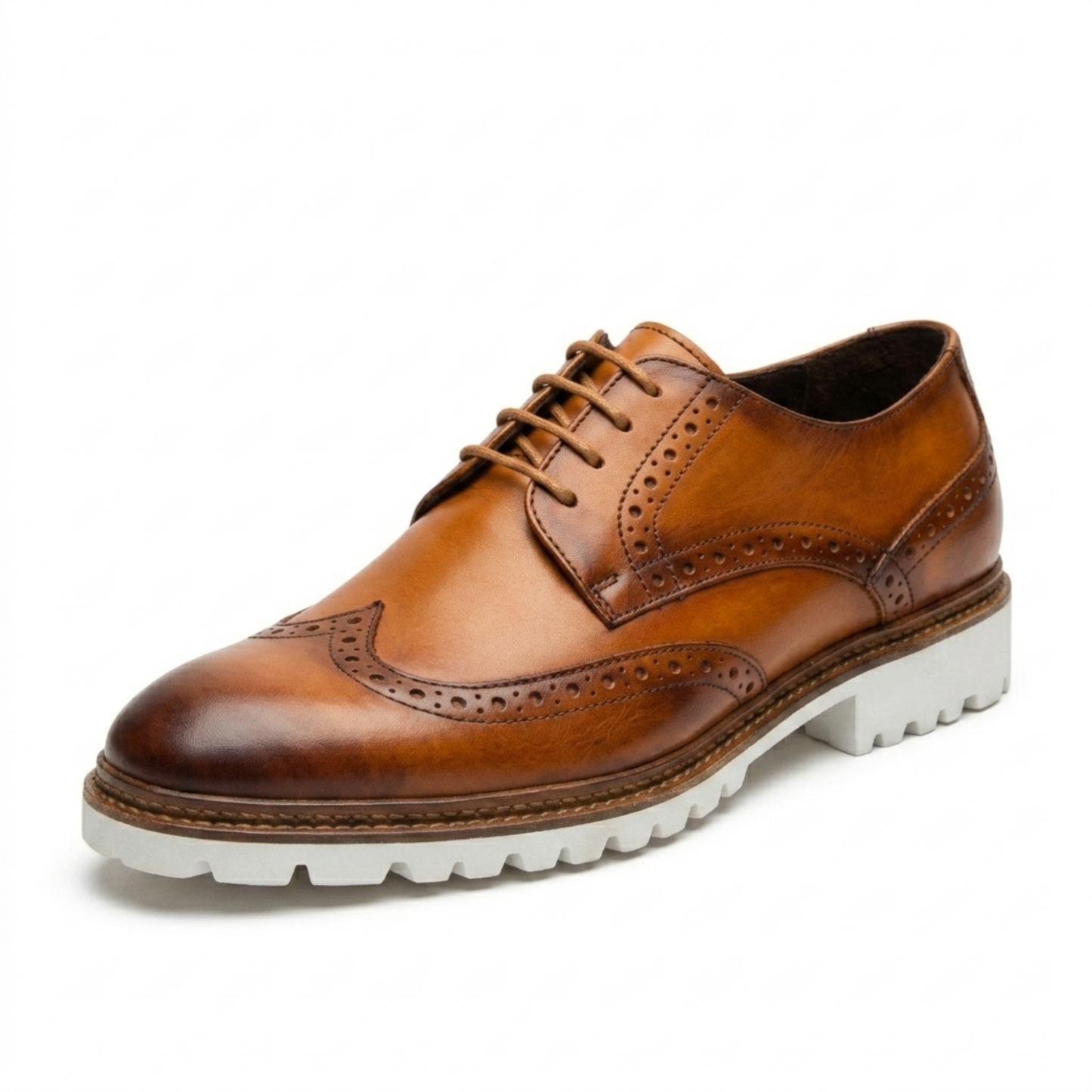 Cognac Lace Up with White Sole