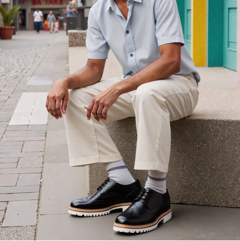 Black Brogue with White Outsole
