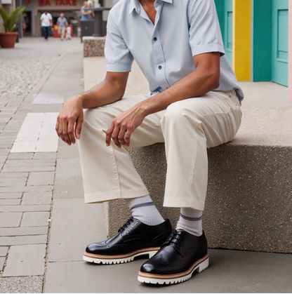 Black Brogue with White Outsole