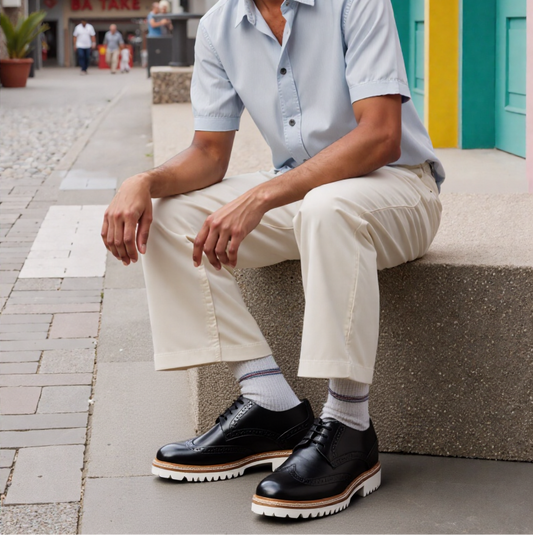 Black Brogue with White Outsole