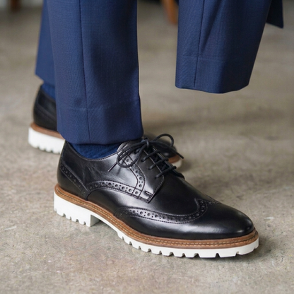 Black Brogue with White Outsole