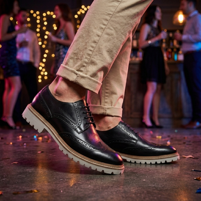 Black Brogue with White Outsole