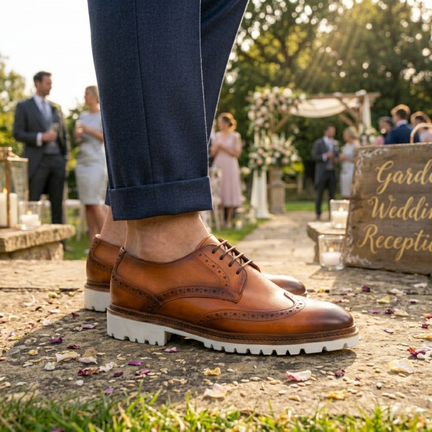Cognac Lace Up with White Sole