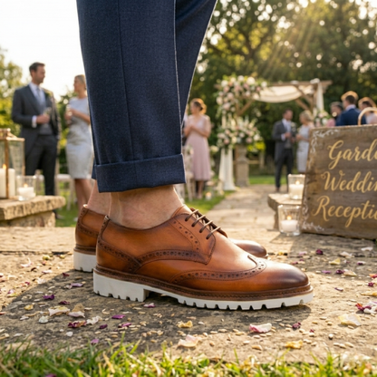 Cognac Lace Up with White Sole