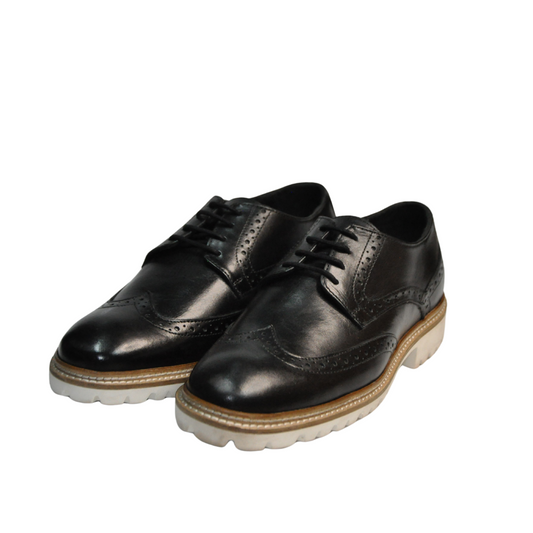 Black Brogue with White Outsole