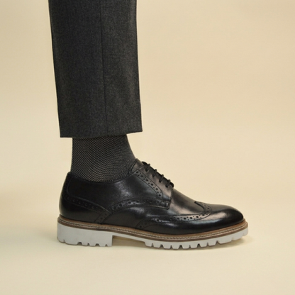 Black Brogue with White Outsole