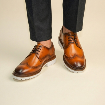 Cognac Lace Up with White Sole