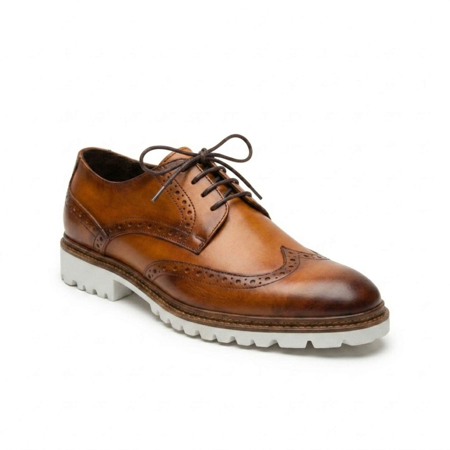 Cognac Lace Up with White Sole