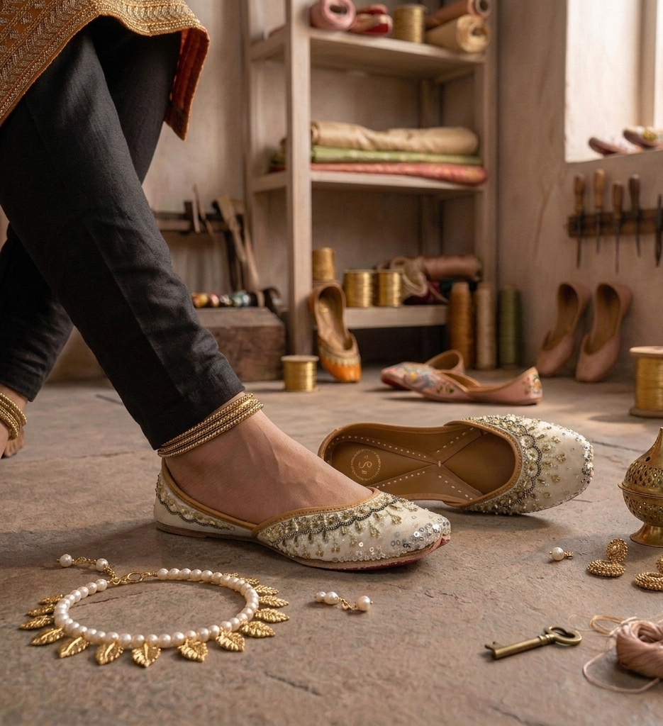 White Punjabi Jutti for Women — Handcrafted — The Shoe Artisans