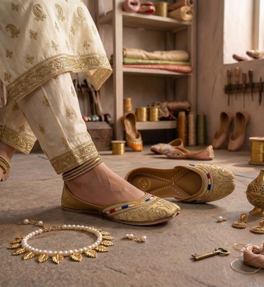 Bibaa Cream Handcrafted Punjabi Jutti for Women — The Shoe Artisans