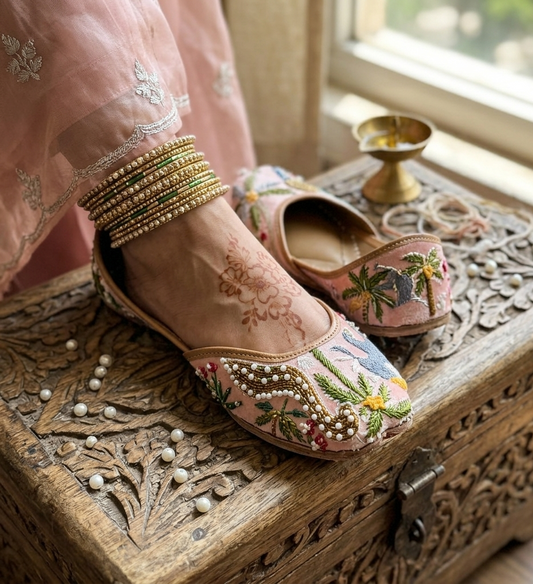 Pink Safari Embroidered Punjabi Jutti for Women — The Shoe Artisans